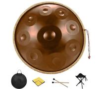 12 Notes Handpan Drum 440 Hz 22 Inches D Minor Professional Hand Pan Instrument, Premium Nitrogen Steel Drum Set with Soft Bag, Drumsticks and Cleaning Cloth(Gold,440HZ/12Note)