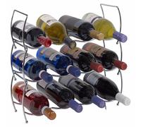 Geezy 12-Bottle Stackable Chrome Wine Display Rack | 3-Tier Wine Storage