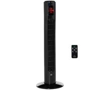12" Oscillating Three Speed Tower Fan With Timer Black