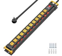 12 Outlet 3300J Surge Protector Power Strip with Individual Switches,Long Heavy Duty Metal Power Strip with Cord Manager, 15A/1875W Overload Protection,Wide Spaced,6Ft Cord,Flat Plug