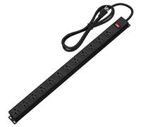 12 Outlet Long Power Strip Surge Protector, 6FT Wide Spaced Outlet Power Bar, Industrial Heavy Duty Power Strip for Workbench, Shop, Garage 15A, 125V, 1875W, 1000 Joules, SGS List (Black)