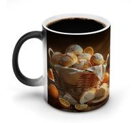12 Oz Discoloration Coffee Mug Basket of Bread Printed Ceramic Coffee Mugs with Handle Color Changing Coffee Cup Funny Mugs for Tea Soup Milk Latte