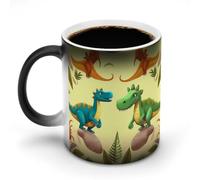 12 Oz Discoloration Coffee Mug Cute Cartoon Dinosaurs Printed Ceramic Coffee Mugs with Handle Color Changing Coffee Cup Funny Mugs for Tea Soup Milk Latte