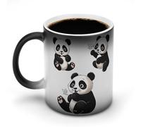 12 Oz Discoloration Coffee Mug Playful Panda Printed Ceramic Coffee Mugs with Handle Color Changing Coffee Cup Funny Mugs for Tea Soup Milk Latte