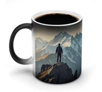 12 Oz Discoloration Coffee Mug The Right Mountaineer Printed Ceramic Coffee Mugs with Handle Color Changing Coffee Cup Funny Mugs for Tea Soup Milk Latte