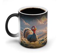 12 Oz Discoloration Coffee Mug Turkey Escape Plan Printed Ceramic Coffee Mugs with Handle Color Changing Coffee Cup Funny Mugs for Tea Soup Milk Latte