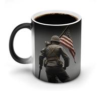 12 Oz Discoloration Coffee Mug United States Marine Printed Ceramic Coffee Mugs with Handle Color Changing Coffee Cup Funny Mugs for Tea Soup Milk Latte