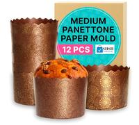 12 oz Easter Bread Paper Mold Kulich |12 pcs| Easter Bread Forms Paska - Panettone Paper Mold Non Stick Panettone Paper Baking Molds Brown Design