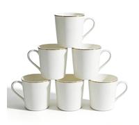 12 oz Elegant White Coffee Mugs Set of 6 - Porcelain Tea Cups, Minimalist Style, Durable & Lightweight, Perfect for Gifting, Weddings, Office or Everyday Use