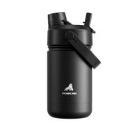 12 oz Leakproof Water Bottle: 2-in-1 Straw Spout Lid, BPA-Free, Easy Carry, Keep Cold 24H, Cupholder Friendly, Stainless Steel Cup for Summer Camp, Playground, Trip, Birthday Gift (Dark Knight)