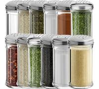 12 Oz Parmesan Cheese Shaker/salt and pepper shakers with Stainless Steel Lid, Clear Plastic seasoning shaker, sugar/spice dispenser, large salt and pepper shakers (360 ml) by GEEX DEPOT (12, 12 Oz)