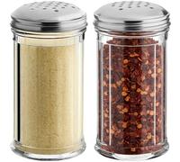 12 Oz Parmesan Cheese Shaker/salt and pepper shakers with Stainless Steel Lid, Clear Plastic seasoning shaker, sugar/spice dispenser, large salt and pepper shakers (360 ml) by GEEX DEPOT (2, 12 Oz)