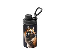 12 OZ Tiger and Dog Insulated Stainless Steel Bottle with Straw Lid for Travel & Sports Use