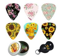 12-pack 0.71mm Stylish Colorful Celluloid Guitar Picks Plectrums for Guitar Bass (Rose Sunflower)