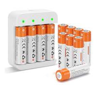 12 Pack 1.5V AA Rechargeable Lithium Battery for Blinking Camera, 2600mWh Long Lasting Double A Battery with 2H Fast Charger (4 Bay Independent Slot)