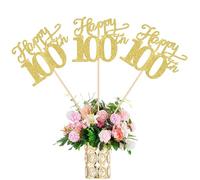 12 Pack 100th Birthday Centerpiece Sticks, Double Sided Gold Glitter 100th Anniversary Party Decorations, 100 Fabulous Table Toppers for 100th Birthday Anniversary Party Table Decorations