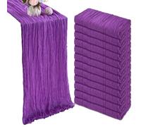 12 Pack 10FT Purple Cheesecloth Table Runner 35x120 Inch Gauze Rustic Boho Fall Table Runner Cheese Cloth for Wedding Decor Birthday Party Bridal Baby Shower Table Centerpiece Decoration