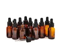 12 Pack 10ml Amber Glass Bottles Refillable Bottles for Essential Oils Aromatherapy Cosmetics Fluids Elite with Glass Dropper and Black Caps