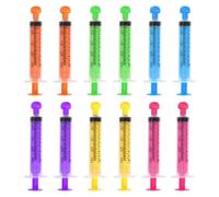 12 Pack 10ml Plastic Syringes with Cap, Reusable No Needle Syringe, Colourful Syringe, Individually Sterile Sealed Lab Syringes with Measurement, for Animal Feeding, Scientific Labs, Plant Watering