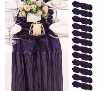 12 Pack 120 Inch Dark Purple Cheesecloth Table Runner Boho Rustic Gauze Sheer Romantic 10 FT Long Cheese Cloth Table Runner for Bridal Baby Shower Wedding Party Birthday Holiday Home Easter Decor