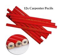 12-Pack 175 mm Octagonal Carpenter's Pencil with Anti-Rolling Flat Profile, Soft Black HB Core for Clear Marking on Wood & Construction Materials, Red-Colored for Easy Visibility