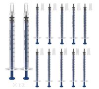 12 Pack 1ml Plastic Syringes, Individually Sealed Syringes Colostrum Syringe With Caps for Refilling and Measuring Liquids, Scientific Labs, Plant Watering, Pet Feeding ,Glue Applicato(12pcs)