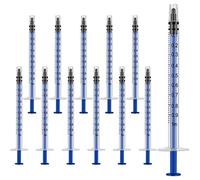 12 Pack 1ml Plastic Syringes With Luer Slip Tip, Individually Sealed with Measurement for Refilling and Measuring Liquids, Scientific Labs Experiment, Feeding Pets, Oil or Glue Applicator (No Needle)