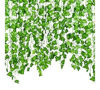 12 Pack 2.2M Fake Ivy Leaves - Ivy Garland Fake Vines - Plant Vine Hangings Fake Leaves, Wedding Wall Green Decorative Flowers