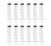 12 Pack 20ml Plastic Syringes, Sterile Without Needle Liquid Measuring Syringes with Caps Individually Packaged for Labs, Food, Dispensing, Pet Feeding and Plant Watering