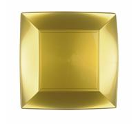 12 Pack 23cm Gold Reusable Plastic Catering Tableware Party Wedding Event Plate