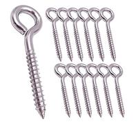 12 Pack 304 stainless steel screw eyes, heavy-duty screw hooks, small eyelets, indoor and outdoor,3.2 inches (Sealed 12 packs)