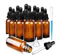 12 Pack 30ml Dropper Bottle Amber Glass Bottles with Glass Pipette Essential Oil Bottles for Essential Oils Perfumes Aromatherapy Chemistry Lab Chemicals
