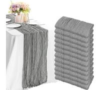 12 Pack 35x120 Inch Cheesecloth Table Runner 10ft Boho Gauze Table Runner Cheese Cloth Long Table Runner Romantic Table Runner for Wedding Party Baby Shower Table Decor （Grey）