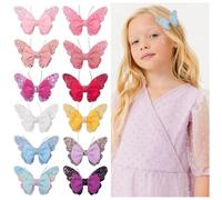 12 Pack 3D Cute Butterfly Hair Clips for Girls Ages 3-12, Gentle Non-Pull Hair Barrettes for Toddlers, Kids Hair Accessories with Assorted Colors (Everyday Use)