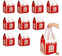 12 Pack 3D Pop Up Christmas House Gift Boxes, Large House Shaped Gifts Boxes With Handle, Paper Treat Boxes For Holiday Party Favors, Party Favors(B,9pcs)