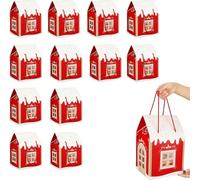 12 Pack 3D Pop Up Christmas House Gift Boxes, Large House Shaped Gifts Boxes With Handle, Paper Treat Boxes For Holiday Party Favors, Party Favors(B,12pcs)