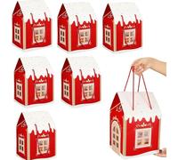 12 Pack 3D Pop Up Christmas House Gift Boxes, Large House Shaped Gifts Boxes With Handle, Paper Treat Boxes For Holiday Party Favors, Party Favors(B,6pcs)