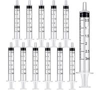 12 Pack 3ml Plastic Syringes, Small Liquid Measuring Syringe Individually Sealed with Measurement for Refilling Liquids, Scientific Labs Experiment, Feeding Pets, Oil or Glue Applicator (No Needle)