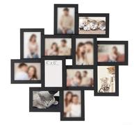 12-Pack 4x6 Collage Picture Frame Set for Wall Display, Multi-Photo Wooden Frame with For Easy Assembly, Interchangeable Photos, White Black Brown Wood Grain(Is black)