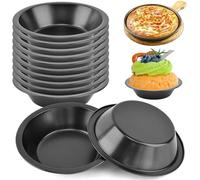 12 Pack 5 inch Mini Pie Pans Reusable Small Round Pie Pans Carbon Steel for Baking Cake Bread Meat Dessert Fruit Pumpkin Pies Egg Tart