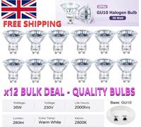 12 Pack 50w GU10 Long Life Halogen Reflector Lamp Dimmable Spot Light Bulb