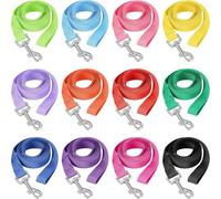 12 Pack 5ft Nylon Dog Training Leashes, 12 Color Bulk Puppy Traction Rope with Swivel Clips for Small Medium Dogs-KongWLing