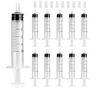 12 Pack 5ml Plastic Syringes, Small Liquid Measuring Syringe with Caps Individually Sealed with Measurement for Refilling Liquids, Scientific Labs Experiment, Feeding Pets, Glue Applicator (No Needle)