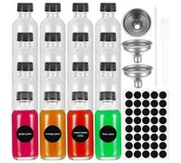 12 Pack 60ml Mini Glass Bottles with Lids, Small Fillable Glass Containers, Flasks with Funnel, Labels & Pen for Ginger Shots, Whisky, Water, Milk, Smoothies