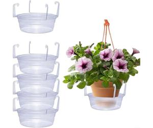 12 Pack 8 Inch Transparent Hanging Saucers, Deep Drip Trays with Integrated Hooks for Water Management on Balcony(10in)