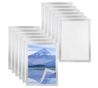 12 Pack A4 Magnetic Photo Frames, Self Adhesive Magnetic Picture A4 Frame Waterproof Transparent Display Holders for Photos, Posters, Ads, Certificates, PVC A4 Magnetic Frame (Silver)
