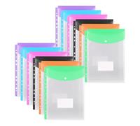 12 Pack A4 Plastic Wallets, Multicolor Punched Pockets Expandable Document Folders with Button + Label Pocket, Large Capacity Binde-r Pocket Holds 200+ Sheets for Office School Home(Color:6 Colours)