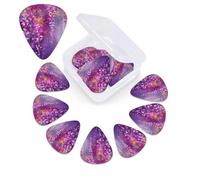 12 Pack Abstract Purple Weeping Flower Guitar Picks with Organizer Storage Box, 3 Different Thickness Celluloid Guitar Pick Abstract Art Pics Plectrum for Acoustic Electric Guitar, Ukulele, Bass