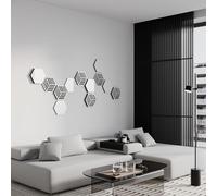 12 Pack - Acoustic Wood (HDF) Wall Decor Panels | 3D Mosaic wall Pazzle | Decorative Panels for for Home Theatre, TV Wall, Podcasts | DIY Wall Decor Art [ HEXAGON, White glossy plastic ]
