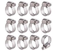 12 Pack Adjustable Stainless Steel Worm Drive Pipes Hose Clamps Clips (9-16 mm)